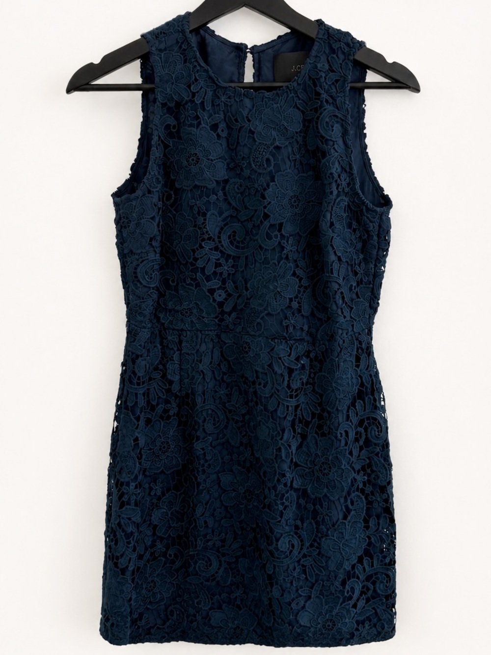 J. Crew Dark Navy Floral Lace Sleeveless Dress